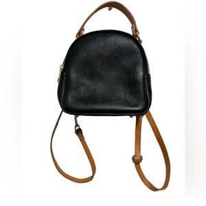 Divina Firenze black Pebbled Leather Convertible Top Handle Backpack Crossbody